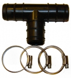 T- St�ck f�r Schlauch 32 mm mit 3 Edelsstahlschellen