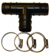 T- St�ck f�r Schlauch 32 mm mit 3 Edelsstahlschellen