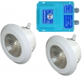 2x Schwimmbadscheinwerfer und Trafo 600W