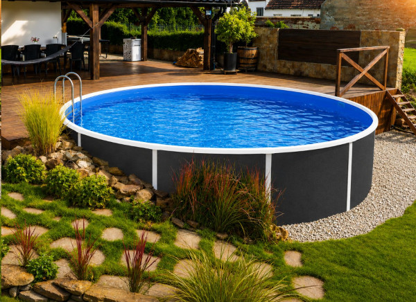 Rundpool Grau 5,50 m x 1,20 m
