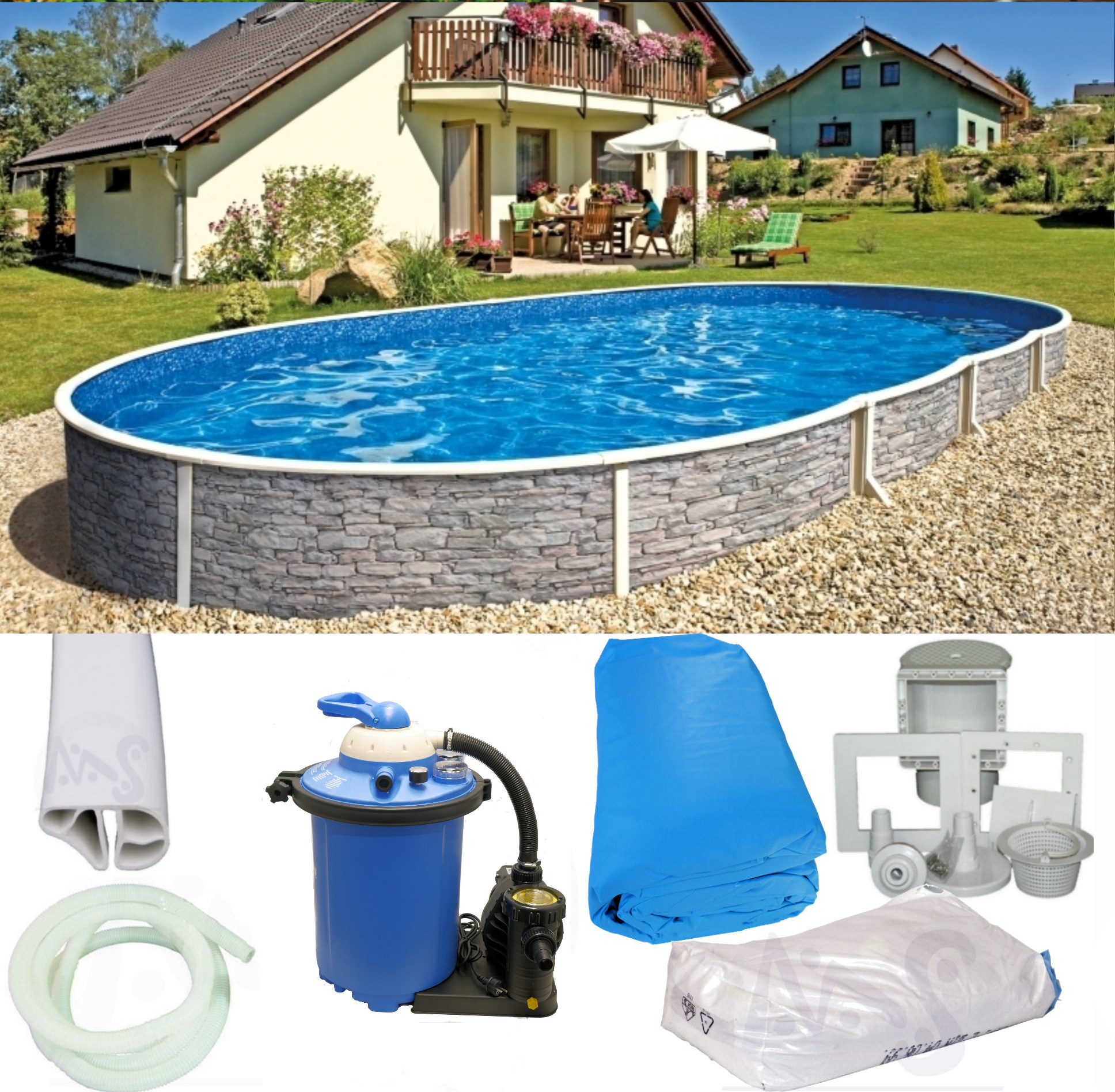 Steinoptik Stahlwandbecken-Set Steinoptik Stahlwandbecken-Set