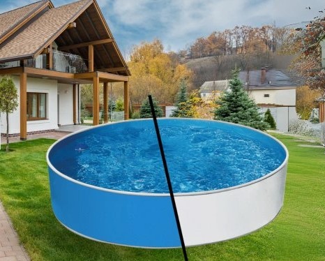 Weiß / Blau Stahlwandbecken Weiß / Blau Stahlwandbecken