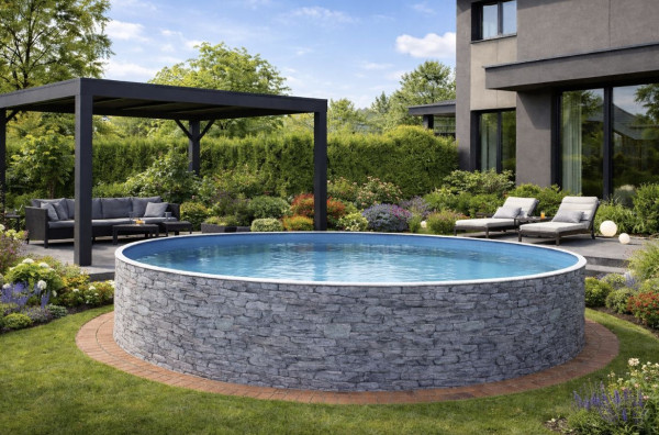 Rundpool Steinoptik 3,60 x 0,90 m