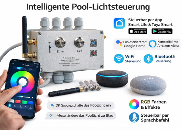 Steuerung 12VAC 100 W Scheinwerfer mit App Alexa und Google
