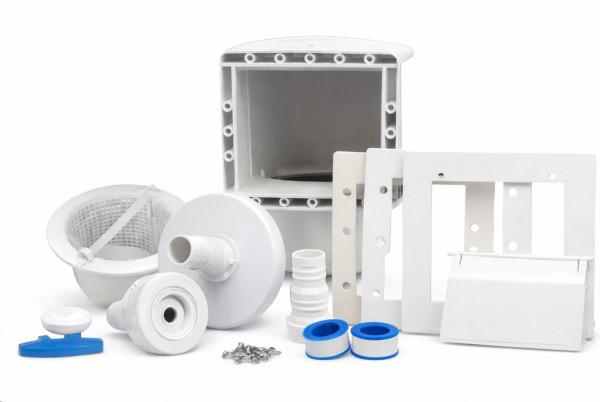 Skimmer DELUXE mit Einlaufdüse und Abdeckrahmen Bodenansaugplatte mit Gummidichtung