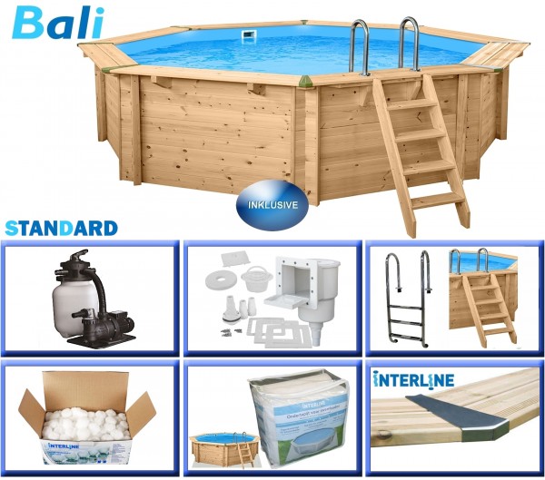 Holzpool Komplett-Set BALI rund 6,55 x 1,36 m