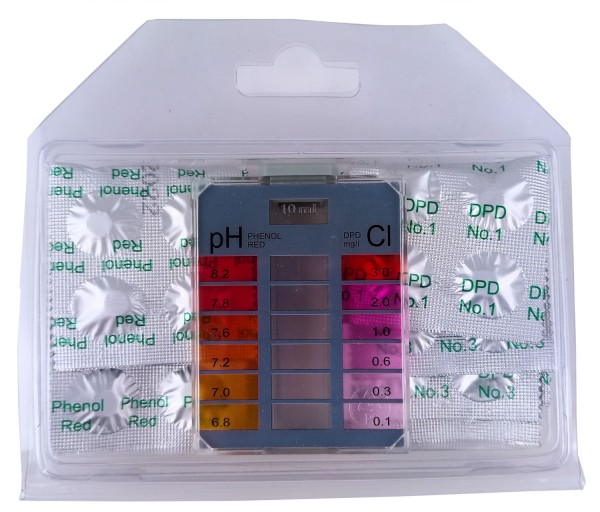 Pooltester Mini mit Tabletten für Chlor und pH