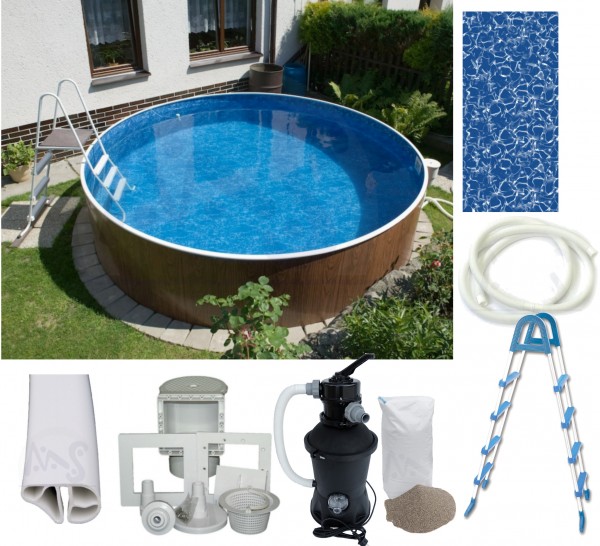 Schwimmbecken Rund Set 3,60 x 0,90 m Filteranlage Stahlwandbecken Pool Swimming