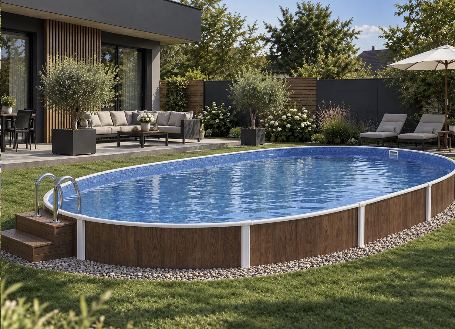 Holzoptik Stahlwandbecken