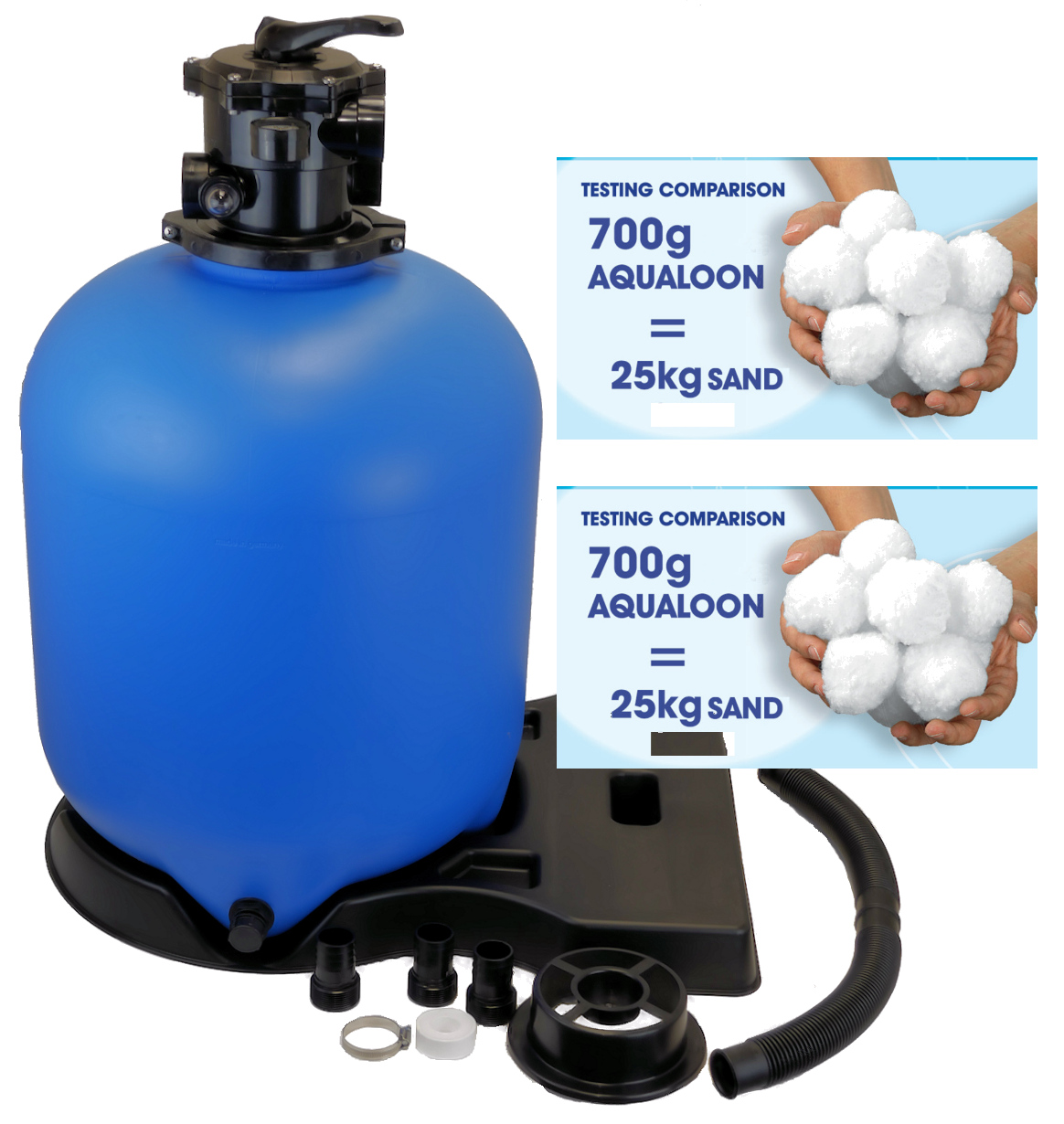 Filterkessel Azuro® 500 Pool Filter Sandfilterkessel Filterbehälter 3x Aqualoon 