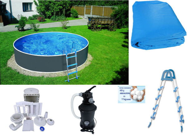 Rundpool-Set graphit 3,60 m x 0,90 m Aufstellen / Eingraben