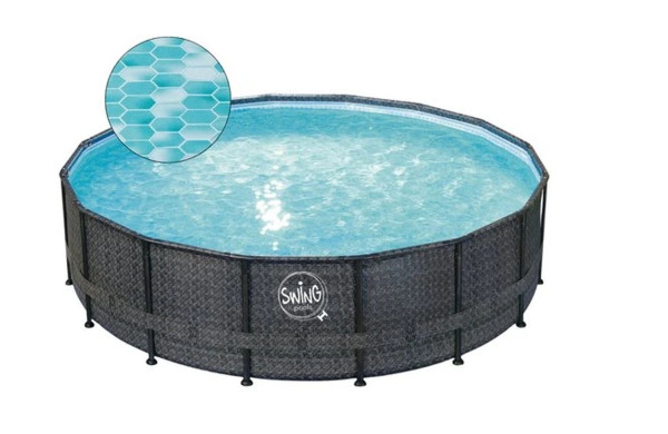 Rattanoptik Frame-Pool 5,49 x 1,32 m DUNKEL