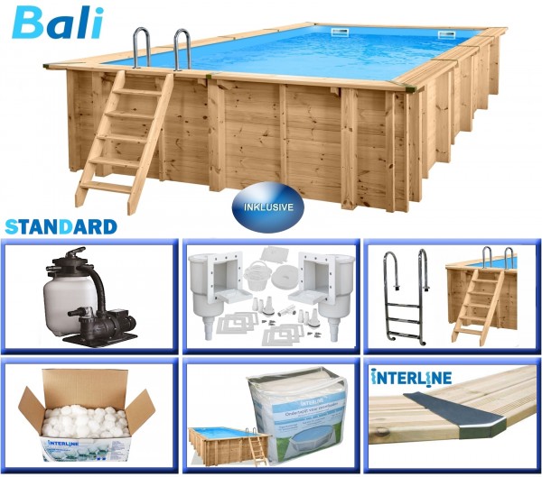 Holzpool Komplett-Set BALI 7,90 m x 4,00 m x 1,38 m