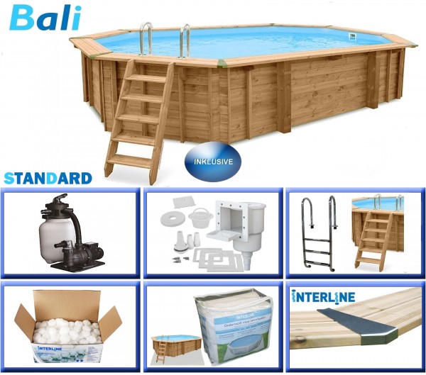 Holzpool Komplett-Set BALI oval 6,40 x 4,00 m