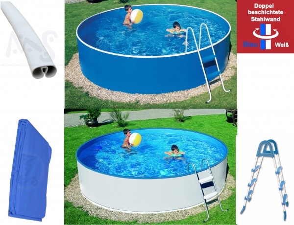 Schwimmbecken 3,60 m x 0,90 m weiß/blau ohne Filter