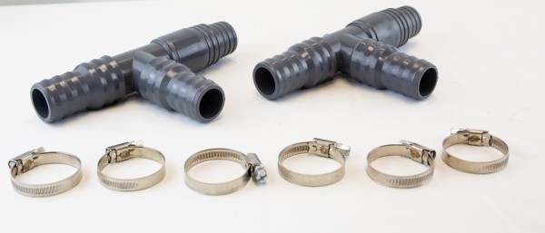 2 x T-Stück 32 mm und 38 mm für Schlauch