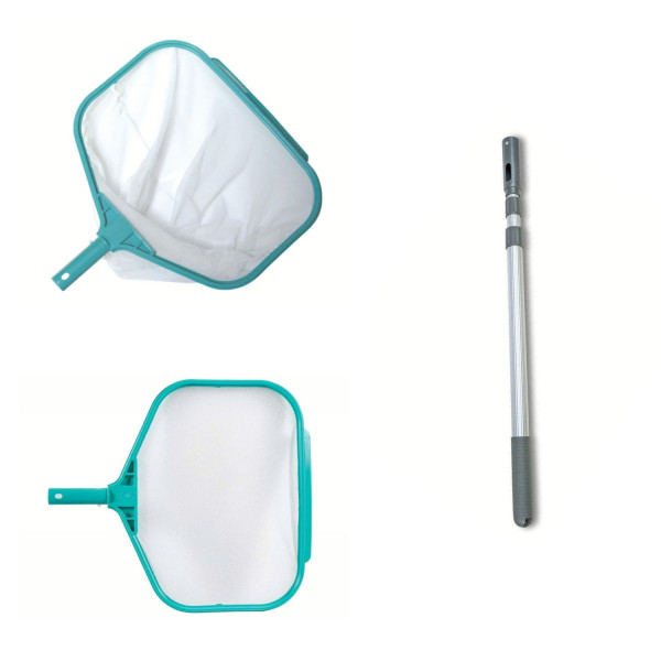 Kescher-Set Türkis mit Schwimmbadstange grau