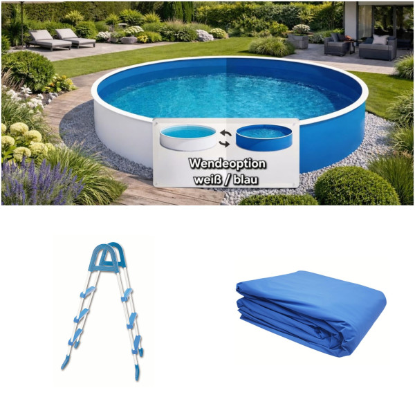 Stahlwandpool weiß/blau 2,40 x 0,90 m mit Ausschnitt / ohne Ausschnitt