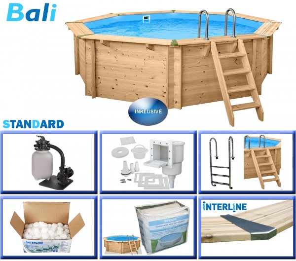 Holzpool Komplett-Set BALI rund 3,55 m x 1,16 m