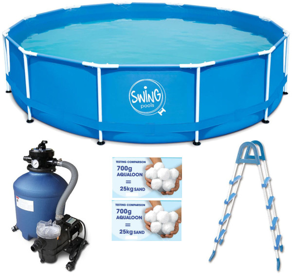 Swing Frame-Pool 457 x 122 cm mit Trend Top 380, Leiter, Aqualoon
