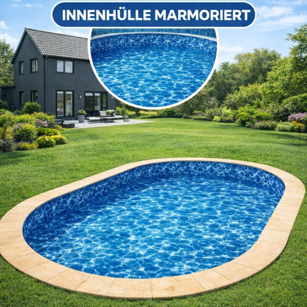 Poolfolie Ovalbecken 5,50 x 3,70 x 1,20 m / 0,35 mm / marmoriert
