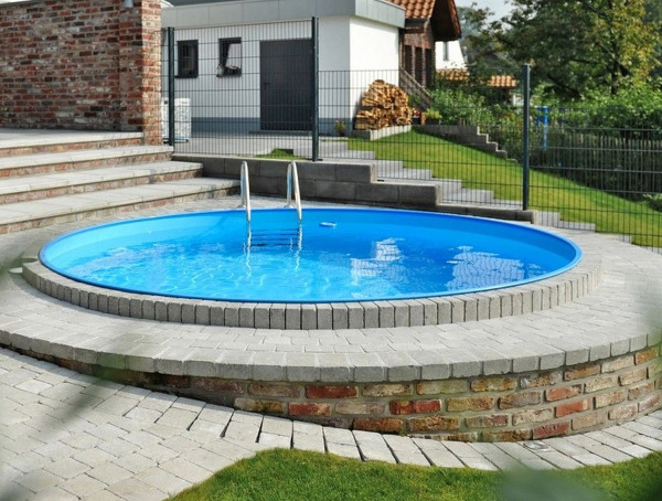 Rundbecken Marlos Anthrazit Ø 460 cm x 120 cm - Folie Blau 0,8 mm - ohne Ausschnitt