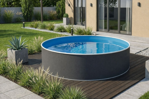 Rundpool graphit 3,60 m x 0,90 m mit Skimmer