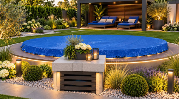 Poolabdeckung für Winter und Sommer bis Ø 3,66 m blau